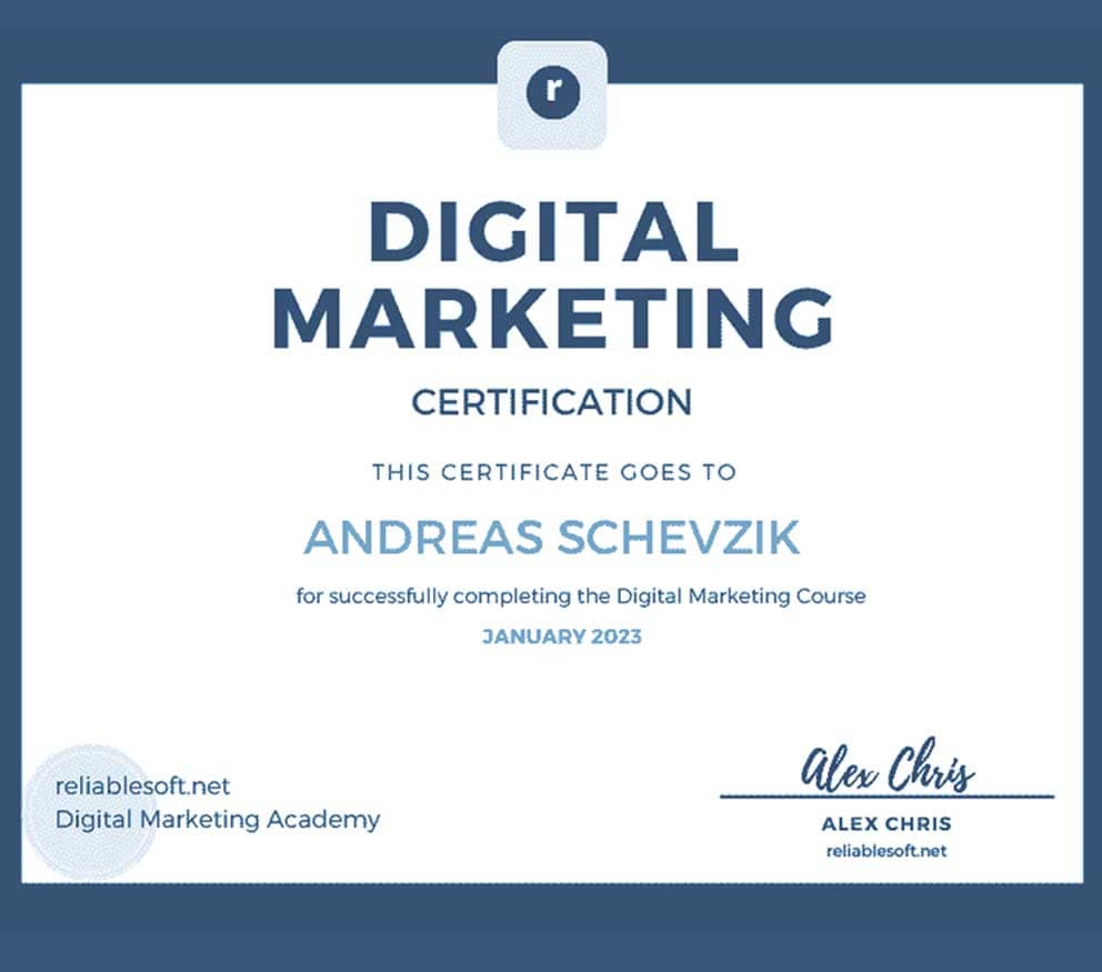 Digital Marketing Zertifikat Andreas Schevzik, Einfach Websiten