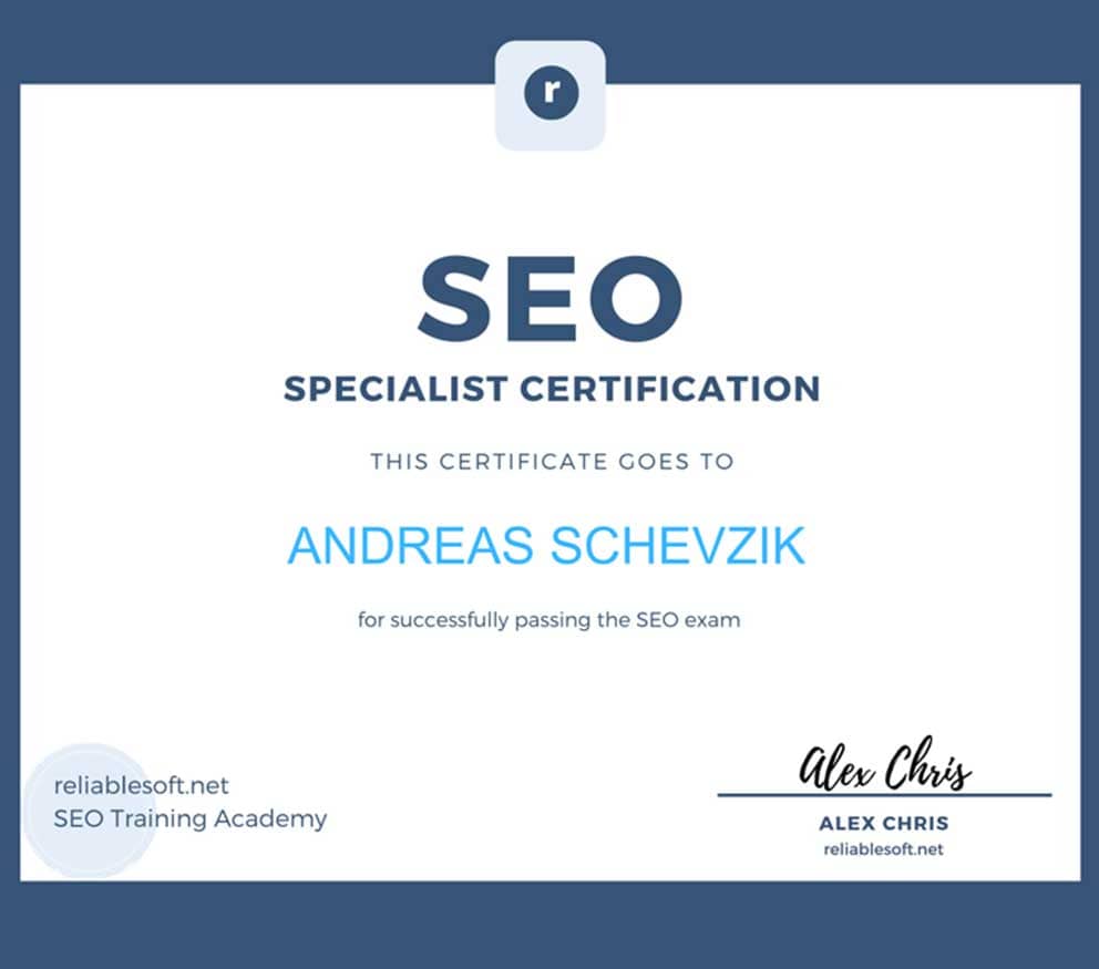 SEO Spezialist Zertifikat Andreas Schevzik, Einfach Websiten